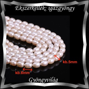 Gyöngyök: igazgyöngy/fűzér GYI-89 8x5mm fehér - kellékek & szerszámok - gyöngyfűzés kellékek - igazgyöngy - Meska.hu