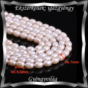 Gyöngyök: igazgyöngy/fűzér GYI-89 9,5x7mm fehér - kellékek & szerszámok - gyöngyfűzés kellékek - igazgyöngy - Meska.hu