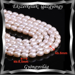 Gyöngyök: igazgyöngy/fűzér GYI-89 8,5x6mm fehér - kellékek & szerszámok - gyöngyfűzés kellékek - igazgyöngy - Meska.hu