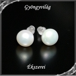 Fülbevalók: igazgyöngy , 925-ös sterling ezüst SFE-IGY02-8 , Ékszer, Fülbevaló, Pötty fülbevaló, Ékszerkészítés, Gyöngyfűzés, gyöngyhímzés, Meska