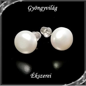 Fülbevalók: igazgyöngy , 925-ös sterling ezüst SFE-IGY02-9 - ékszer - fülbevaló - pötty fülbevaló - Meska.hu