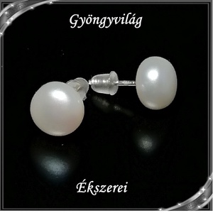 Fülbevalók: igazgyöngy , 925-ös sterling ezüst SFE-IGY02-9 - ékszer - fülbevaló - pötty fülbevaló - Meska.hu