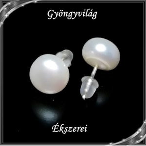 Fülbevalók: igazgyöngy , 925-ös sterling ezüst SFE-IGY02-9 - ékszer - fülbevaló - pötty fülbevaló - Meska.hu