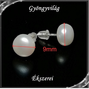 Fülbevalók: igazgyöngy , 925-ös sterling ezüst SFE-IGY02-9 - ékszer - fülbevaló - pötty fülbevaló - Meska.hu