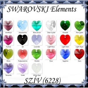 Swarovski kristály medál: SWM szív (6228) 10mm-es  több színben - gyöngy, ékszerkellék - swarovski kristályok - Meska.hu