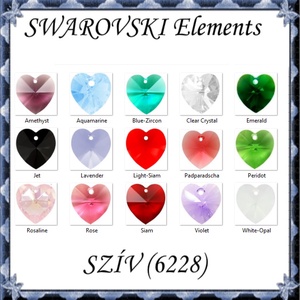 Swarovski kristály medál: SWM szív (6228) 18mm-es több színben, Kellékek & szerszámok, Gyöngyfűzés kellékek, Swarovski kristályok, Ékszerkészítés, Ékszerkészítés, MESKA