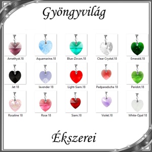 Ékszerek-medálok: Swarovski kristály medál -18mm-es szív több színben, Ékszer, Medál, Nyaklánc, Ékszerkészítés, Gyöngyfűzés, gyöngyhímzés, Meska