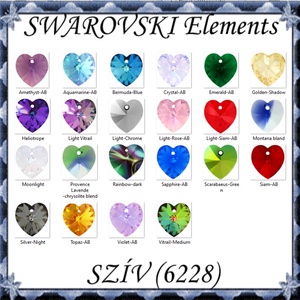 Swarovski kristály medál: SWM szív (6228) 14mm-es AB  több színben, Kellékek & szerszámok, Gyöngyfűzés kellékek, Swarovski kristályok, Ékszerkészítés, Ékszerkészítés, MESKA