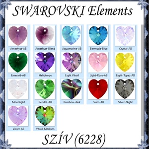 Swarovski kristály medál: SWM szív (6228) 18mm-es AB  több színben, Kellékek & szerszámok, Gyöngyfűzés kellékek, Swarovski kristályok, Ékszerkészítés, Ékszerkészítés, MESKA