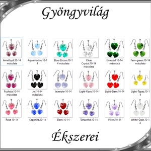 Ékszerek-szettek: Swarovski kristály fülbevaló-medál -10-14mm-es szív szett több színben, Ékszer, Ékszerszett, Ékszerkészítés, Gyöngyfűzés, gyöngyhímzés, Meska