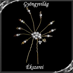 Ékszerek-hajdíszek, hajcsatok: Esküvői, menyasszonyi, alkalmi hajdísz S-H-TŰ13a-c.ab-feh, Esküvő, Hajdísz, Fésűs hajdísz, Ékszerkészítés, Meska