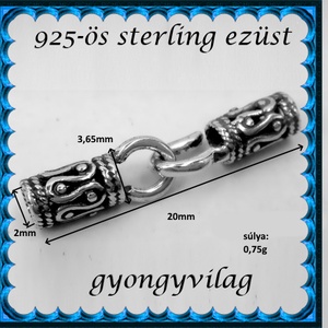 925-ös sterling ezüst ékszerkellék: láncvég + kapocs ELK K+V 01-2 2mm-es - gyöngy, ékszerkellék - egyéb alkatrész - Meska.hu