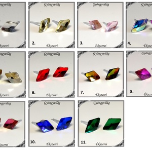 Ékszerek-fülbevalók: Kristály rombusz szilikon fülbevaló 6x10mm-es SFSZ-K04, Ékszer, Fülbevaló, Pötty fülbevaló, Ékszerkészítés, Gyöngyfűzés, gyöngyhímzés, Meska