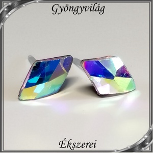 Ékszerek-fülbevalók: szilikon fülbevaló SFSZ-K04 kristály rombusz 6x10mm-es - ékszer - fülbevaló - pötty fülbevaló - Meska.hu