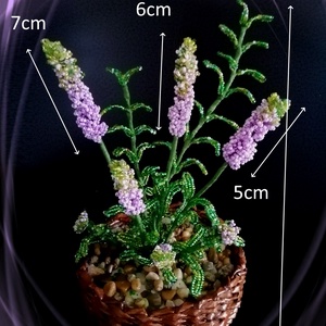 Gyöngyből készített levendula fonott kosárban GYV 01-4-2 - otthon & lakás - dekoráció - virágdísz és tartó - csokor & virágdísz - Meska.hu