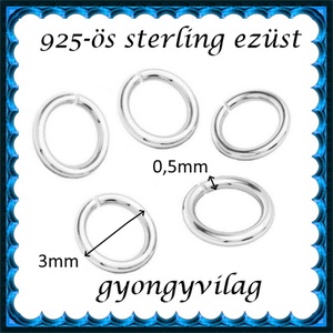 925-ös ezüst szerelőkarika nyitott ESZK NY 3x0,5 mm-es 8db/csomag - gyöngy, ékszerkellék - egyéb alkatrész - Meska.hu 925-ös ezüst szerelőkarika nyitott ESZK NY 3x0,5 mm-es 8db/csomag - gyöngy, ékszerkellék - egyéb alkatrész - Meska.hu