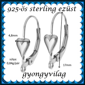 925-ös sterling ezüst ékszerkellék: fülbevalóalap biztonsági kapoccsal EFK K 38 - gyöngy, ékszerkellék - egyéb alkatrész - Meska.hu