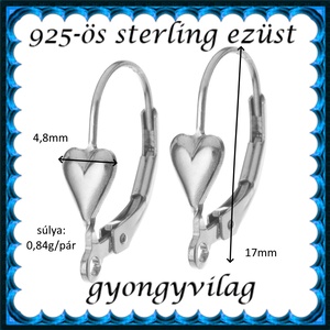925-ös sterling ezüst ékszerkellék: fülbevalóalap biztonsági kapoccsal EFK K 38 - kellékek & szerszámok - gyöngyfűzés kellékek - egyéb alkatrész - Meska.hu