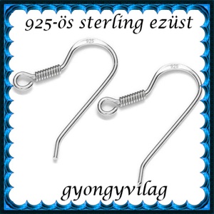  925-ös sterling ezüst ékszerkellék: fülbevalóalap akasztós EFK A 09-2, Kellékek & szerszámok, Ékszerkellék, Fülbevaló alap, Ékszerkészítés, MESKA