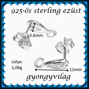 925-ös sterling ezüst ékszerkellék: fülbevaló kapocs, bedugós EFK B 57 - gyöngy, ékszerkellék - egyéb alkatrész - Meska.hu