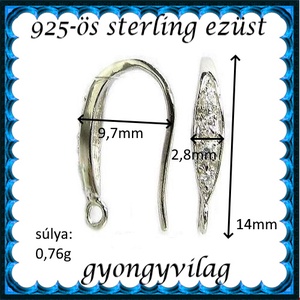 925-ös sterling ezüst ékszerkellék: fülbevaló kapocs, akasztós EFK A 45/2r - kellékek & szerszámok - ékszerkellék - fülbevaló kapocs - Meska.hu