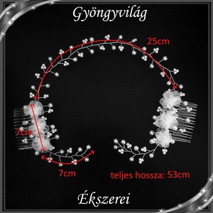 Ékszerek-hajdíszek, hajcsatok: Esküvői, menyasszonyi, alkalmi hajdísz, S-H-FÜ24 - esküvő - hajdísz - fésűs hajdísz - Meska.hu