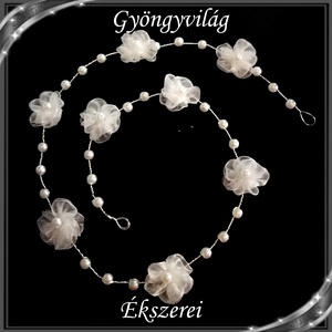 Ékszerek-hajdíszek, hajcsatok: Esküvői, menyasszonyi, alkalmi hajdísz, S-H-FÜ01-60  60cm, Esküvő, Hajdísz, Fésűs hajdísz, Ékszerkészítés, Gyöngyfűzés, gyöngyhímzés, Meska