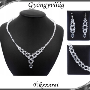 Ékszerek-szettek: Esküvői, menyasszonyi, alkalmi ékszer szett, swarovszki kristály SSZ-ESWF 06-1, Esküvő, Ékszer, Ékszerszett, Ékszerkészítés, Gyöngyfűzés, gyöngyhímzés, Meska