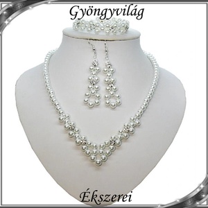 Esküvői, menyasszonyi, alkalmi ékszer szett,  SSZEB-TE08, Esküvő, Ékszer, Ékszerszett, Ékszerkészítés, Gyöngyfűzés, gyöngyhímzés, Meska