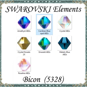 Ékszerkellék: Swarovski bicon 3mm-es AB2x bevonatos több színben SW5328-3ab2x 24db/csomag  - kellékek & szerszámok - gyöngyfűzés kellékek - swarovski kristályok - Meska.hu