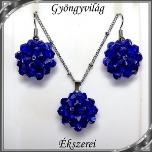 Ékszerek-szettek: kristály ékszer szett SSZNA-KGY01-09 dark blue, Ékszer, Ékszerszett, Ékszerkészítés, Gyöngyfűzés, gyöngyhímzés, Meska