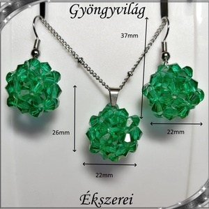 Ékszerek-szettek: kristály ékszer szett SSZNA-KGY01-10 malechit green - ékszer - ékszerszett - Meska.hu