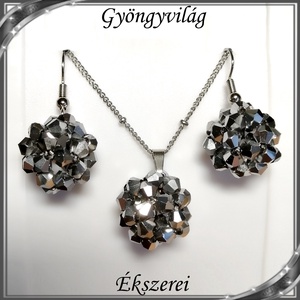 Ékszerek-szettek: kristály ékszer szett SSZNA-KGY01-11 spining silver, Ékszer, Ékszerszett, Ékszerkészítés, Gyöngyfűzés, gyöngyhímzés, Meska