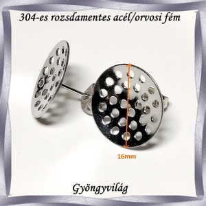 304 Nemes acél ékszerkellék: fülbevaló alap NAFK 13-16e  1pár/cs - kellékek & szerszámok - ékszerkellék - fülbevaló alap - Meska.hu