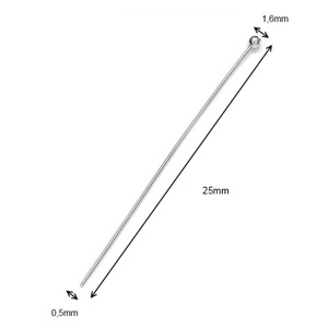 925-ös sterling ezüst ékszerkellék: szerelőpálca gömb végű ESZP G 25x0,5 2db/csomag, Kellékek & szerszámok, Gyöngyfűzés kellékek, Egyéb alkatrész, Ékszerkészítés, Ékszerkészítés, MESKA