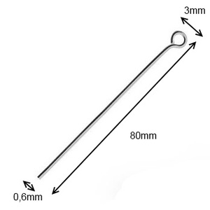 925-ös sterling ezüst ékszerkellék: szerelőpálca hurkos végű ESZP H 80x0,6 mm 1db - kellékek & szerszámok - gyöngyfűzés kellékek - egyéb alkatrész - Meska.hu