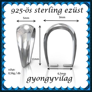 925-ös sterling ezüst ékszerkellék: medáltartó, medálkapocs EMK 77-11 - kellékek & szerszámok - ékszerkellék - medáltartó, medálkapocs - Meska.hu