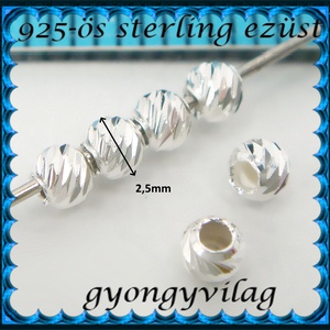 925-ös sterling ezüst ékszerkellék: köztes/gyöngy/díszitőelem EKÖ 100-2,5 4db/csomag - kellékek & szerszámok - gyöngyfűzés kellékek - egyéb alkatrész - Meska.hu