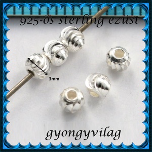 925-ös sterling ezüst ékszerkellék: köztes/gyöngy/díszitőelem EKÖ 98-3 4db/csomag - kellékek & szerszámok - gyöngyfűzés kellékek - egyéb alkatrész - Meska.hu