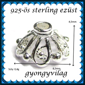 925-ös sterling ezüst ékszerkellék: gyöngykupak EGYK 02 1db/cs - kellékek & szerszámok - gyöngyfűzés kellékek - gyöngykupak - Meska.hu