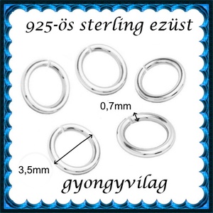 925-ös sterling ezüst ékszerkellék: karika nyitott ESZK NY 3,5x0,7mm 5db/csomag - kellékek & szerszámok - gyöngyfűzés kellékek - szerelőkarika - Meska.hu