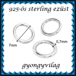 925-ös sterling ezüst ékszerkellék: karika nyitott ESZK NY 7x0,7 mm 3db/csomag - kellékek & szerszámok - gyöngyfűzés kellékek - szerelőkarika - Meska.hu