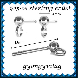 925-ös sterling ezüst ékszerkellék: fülbevaló kapocs, bedugós EFK B 01-1-4 - kellékek & szerszámok - ékszerkellék - fülbevaló kapocs - Meska.hu