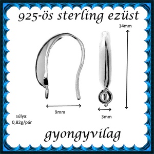  925-ös sterling ezüst ékszerkellék: fülbevalóalap akasztós EFK A 73-1 - kellékek & szerszámok - ékszerkellék - fülbevaló alap - Meska.hu