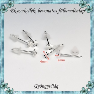 Ezüstel bevont ékszerkellék: fülbevaló alap E925-FK13 4pár/cs - kellékek & szerszámok - ékszerkellék - fülbevaló alap - Meska.hu