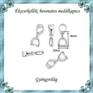 Ezüstel bevont ékszerkellék: medálkapocs  E925-MK04-8 5db/csomag - kellékek & szerszámok - ékszerkellék - medáltartó, medálkapocs - Meska.hu
