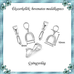 Ezüstel bevont ékszerkellék: medálkapocs  E925-MK04-10 5db/csomag - gyöngy, ékszerkellék - egyéb alkatrész - Meska.hu