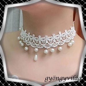 Esküvői, menyasszonyi, alkalmi choker nyakpánt,  ES-L06e, Esküvő, Ékszer, Nyaklánc, Ékszerkészítés, Gyöngyfűzés, gyöngyhímzés, MESKA