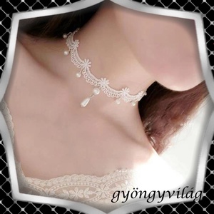 Esküvői, menyasszonyi, alkalmi choker nyakpánt,  ES-L09e, Esküvő, Ékszer, Nyaklánc, Ékszerkészítés, Gyöngyfűzés, gyöngyhímzés, Meska