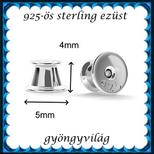 925-ös sterling ezüst ékszerkellék: fülbevalóalap bedugós EFK B 51e vég - gyöngy, ékszerkellék - egyéb alkatrész - Meska.hu